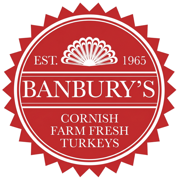 Banbury's Cornish Farm Fresh Turkeys logo — established 1965, Padstow Cornwall